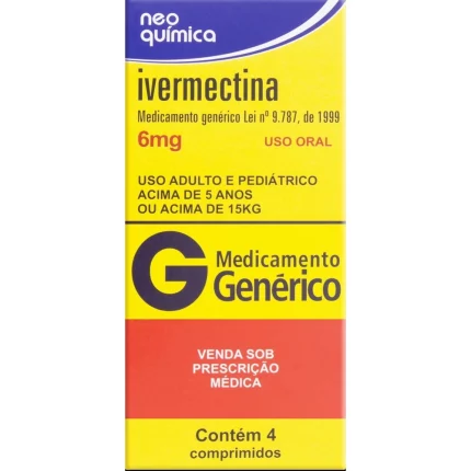 Ivermectina Neo Química 6mg, caixa com 4 comprimidos